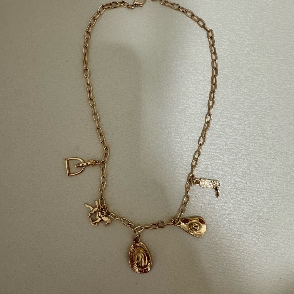 Chic Gold Charm Necklace western cowgirl